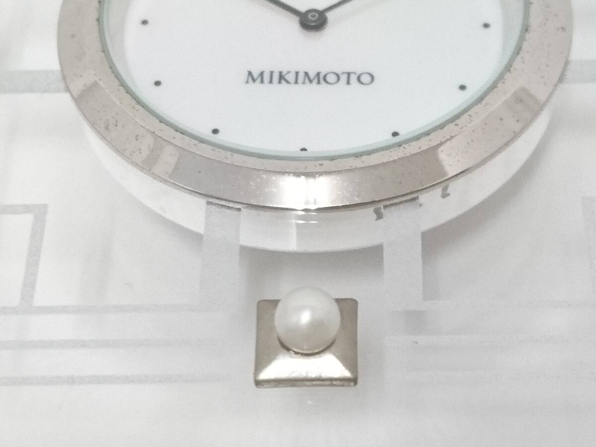 MIKIMOTO ミキモト シェル文字盤 ベビーパール付き 置き時計/約9×9×3cm/本真珠/クォーツクロック/置時計/貝文字盤/インテリア/04OM030601_画像5