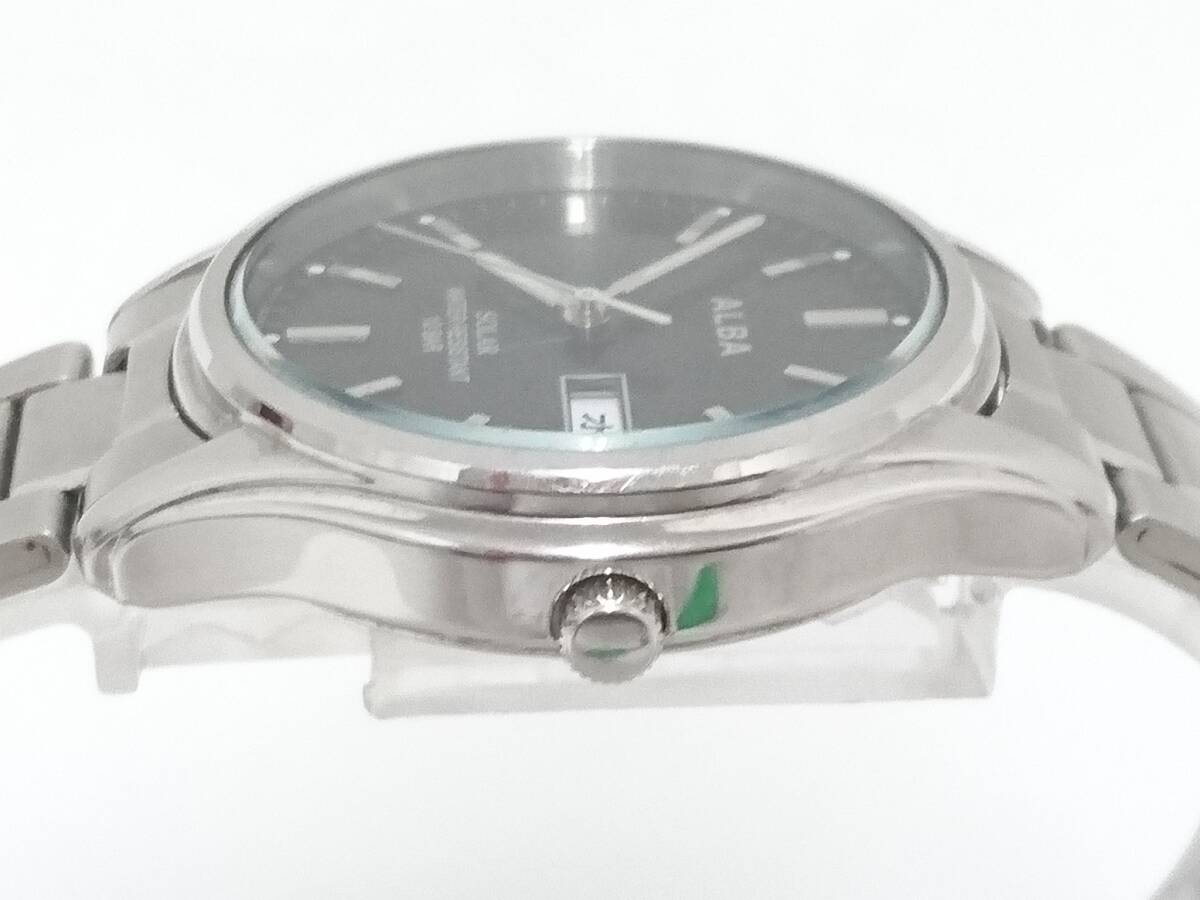 【美品】SEIKO セイコー ALBA アルバ V158-0AX0 デイデイト ソーラー電波腕時計/作動中/3針/リストウォッチ/ブラック文字盤/02SH032704_画像5