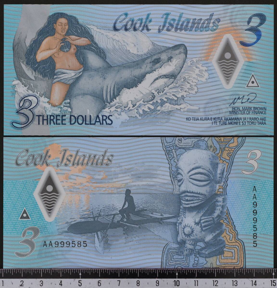外国紙幣 クック島 2021年 未使用 3ドル ポリマー_画像1
