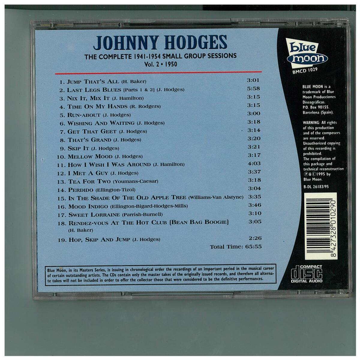CD☆Johnny Hodges☆Vol.2 1950☆ジョニー ホッジス☆Blue Moon☆スペイン盤☆BMCD 1029_画像2