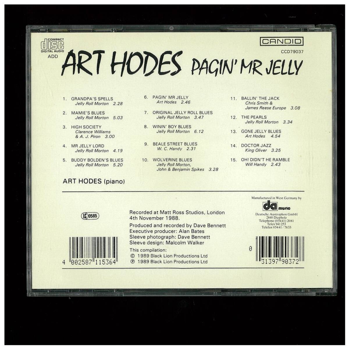 CD☆アート ホーディス☆Art Hodes☆Pagin' Mr Jelly☆CANDID CCD79037_画像2