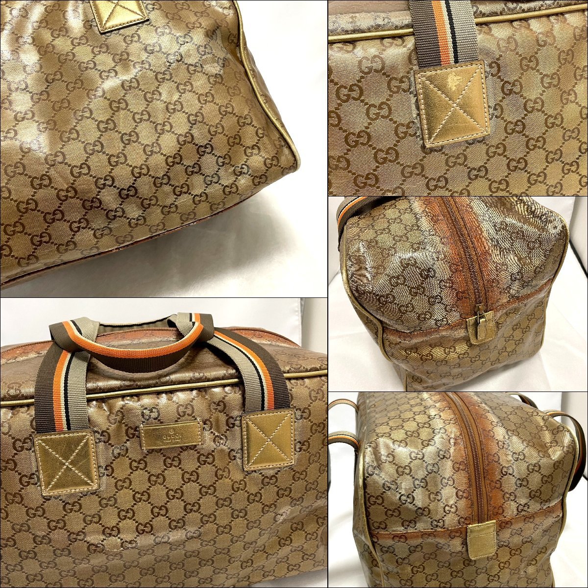 ☆訳あり品　GUCCI　グッチ　GGクリスタル　ボストンバッグ ハンドバッグ　カーキ 系　153240_画像9