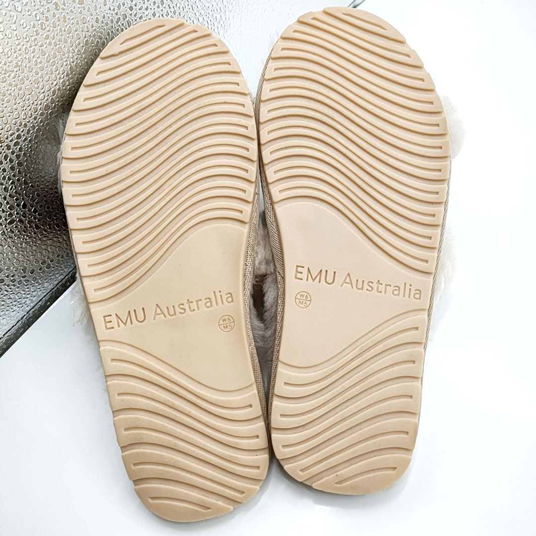 [ не использовался товар ]EMU Australiaemyu Австралия мех сандалии салон обувь трехцветный 6 23cm