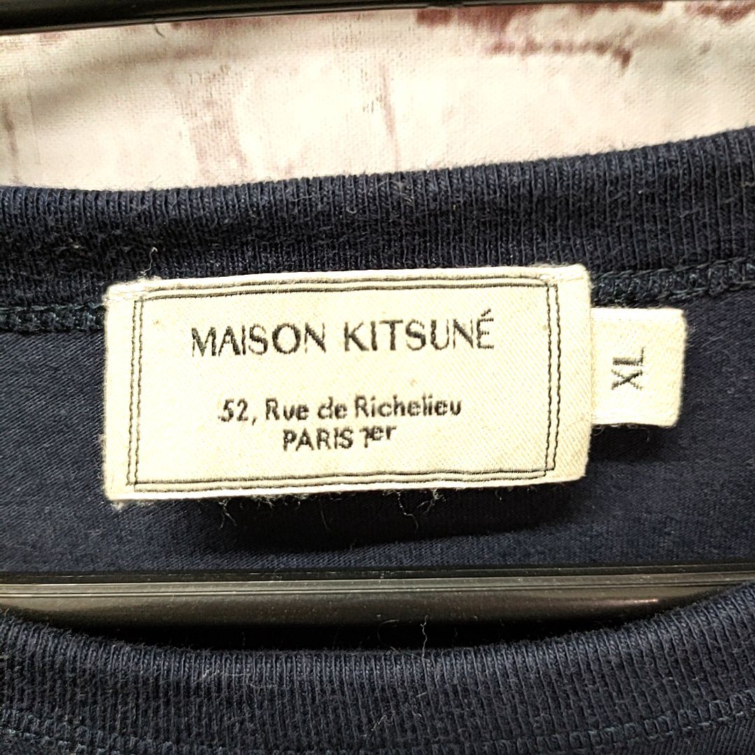 Maison Kitsun mezzo n лисица FU00163KJ0010 лиса head Logo длинный футболка XL хлопок темно-синий 