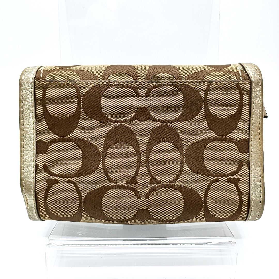 COACH コーチ シグネチャー 二つ折り財布 ゴールド ブラウン バックル COACH コーチ シグネチャー 二つ折り財布 ゴールド ブラウン バックル