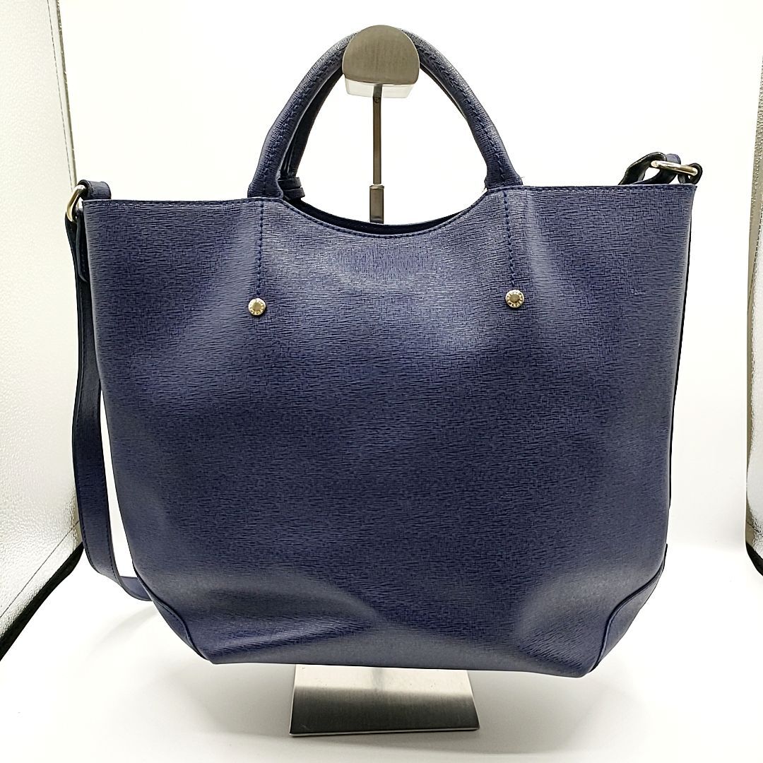 【中古良品】FURLA フルラ　アリッサ　ネイビー　2wayハンドバッグ　ショルダーバッグ　W35　H26