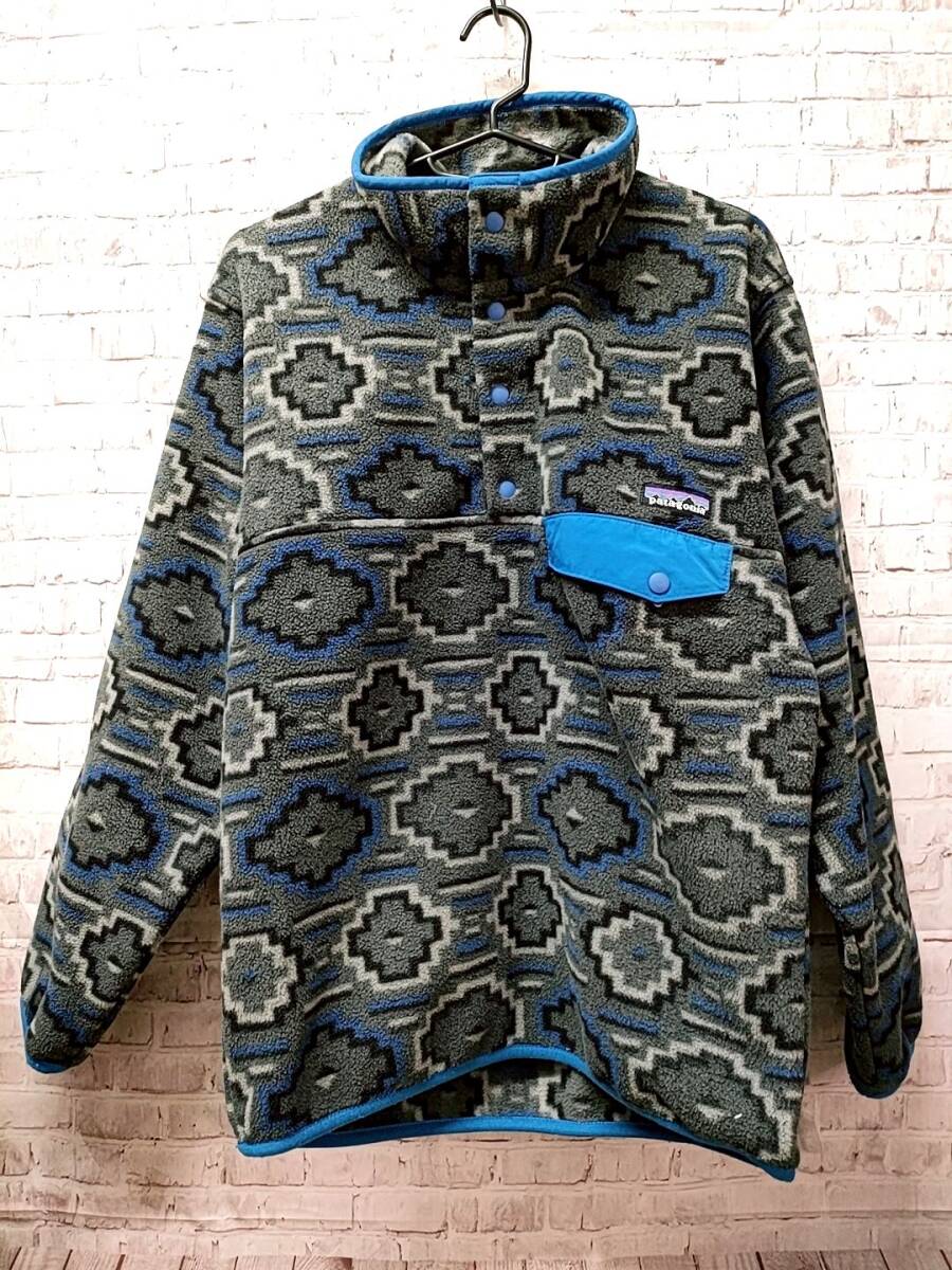 【中古良品】patagonia パタゴニア　シンチラ スナップ 2545OFA12 フリース ジャケット　グレー×ブルー系　XS