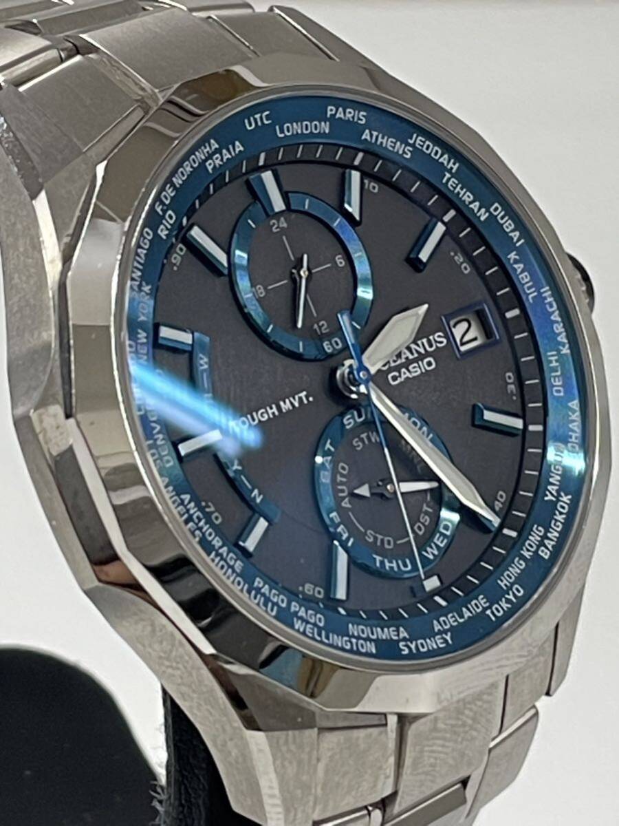 U0391/【中古品】CASIO カシオ OCEANUS オシアナス Manta マンタ OCW-S2000 OCW-S2000-1AJF ソーラー電波 ブルー チタン プレミアムラインの画像5