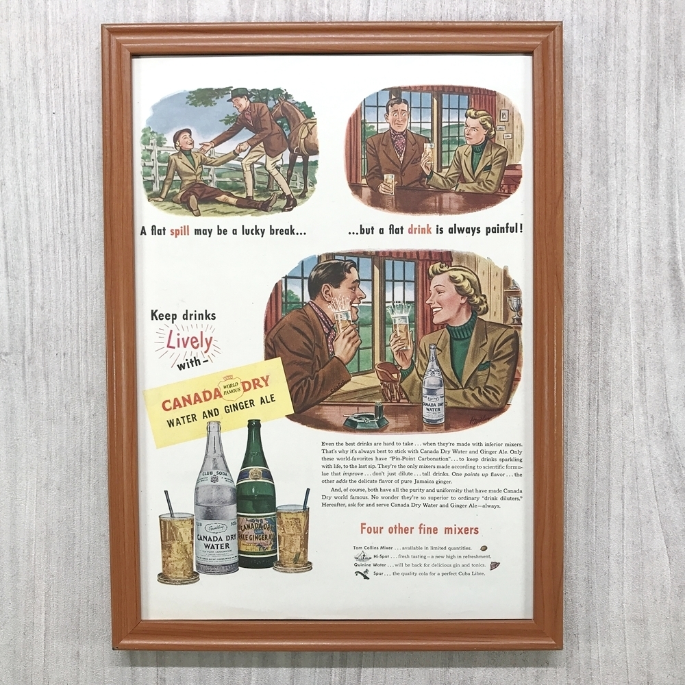 ■即決◆1946年(昭和21年) CANADA DRY カナダドライ ジンジャーエール【B4-7069】アメリカ ビンテージ雑誌広告【B4額装品】当時物 ★同梱可_画像1