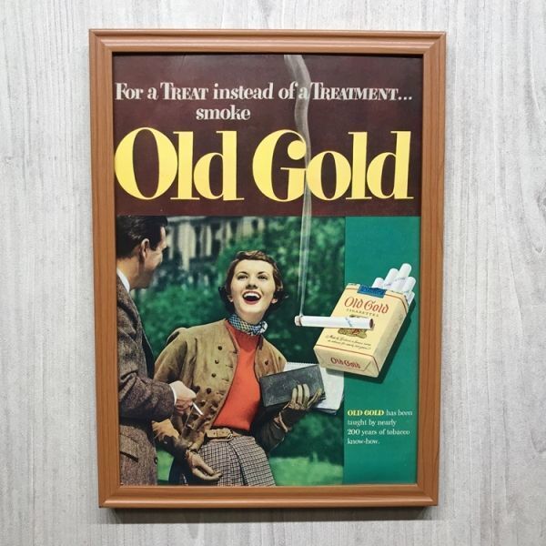 ◆即決◆1949年(昭和24年) OLD GOLD オールド ゴールド タバコ【B4-6546】アメリカ ビンテージ雑誌広告【B4額装品】当時本物広告★同梱可_画像1