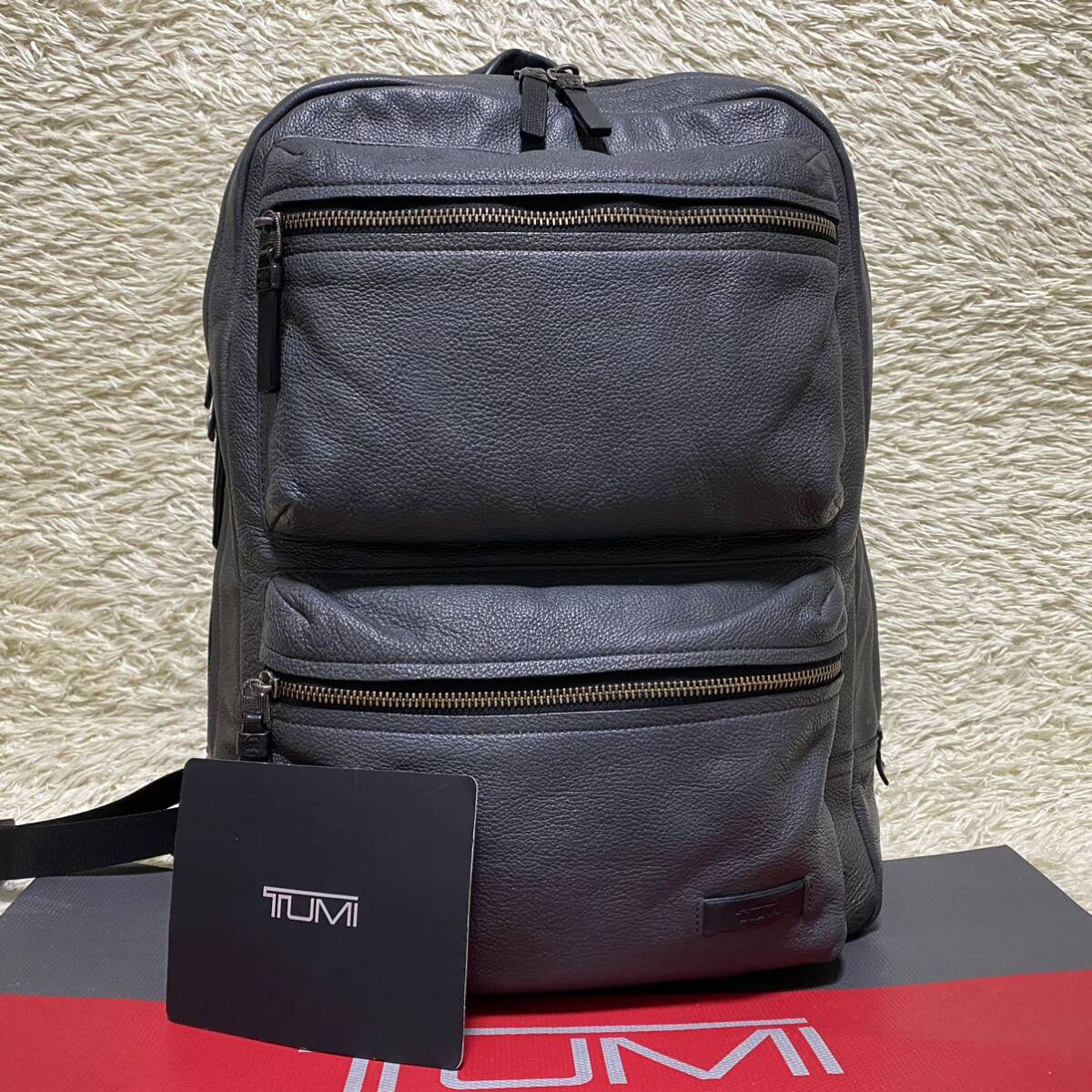 1円〜 極美品 TUMI トゥミ メンズ ビジネスバッグ リュック MISSION ブライアント バックパック デイパック オールレザー A4収納 通勤 通学の画像2