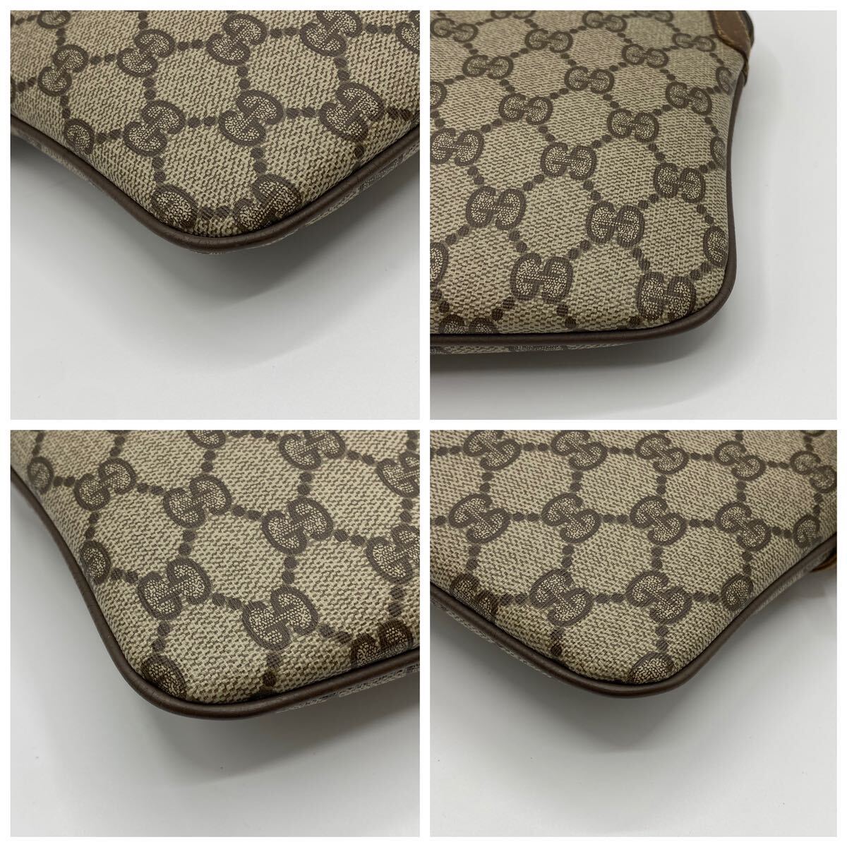 1円 美品 GUCCI グッチ オールドグッチ GG シェリーライン ショルダーバッグ ミニ サコッシュ PVCレザー ベージュ ブラウン 斜めがけ_画像8