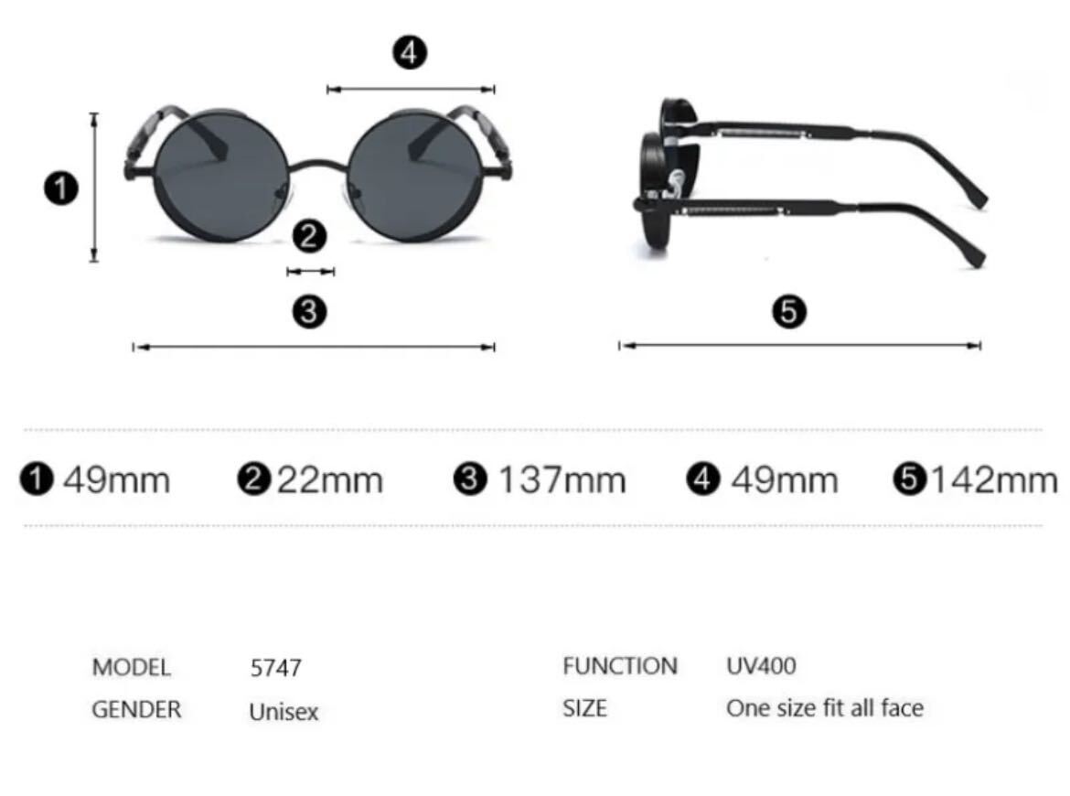 メタルパンクサングラス メガネ 眼鏡 ユニセックス ファッション サングラス メタル パンク スチームパンク 丸眼鏡 丸メガネ クリア銀 2844_画像8