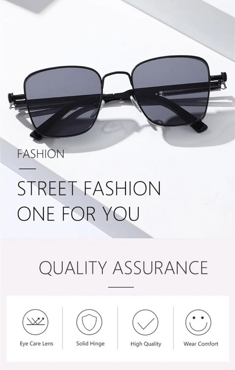 シルバーグレー サングラス メガネ 眼鏡 ユニセックス ファッション サングラス メタル パンク スチームパンク UV スクエア 2865_画像3