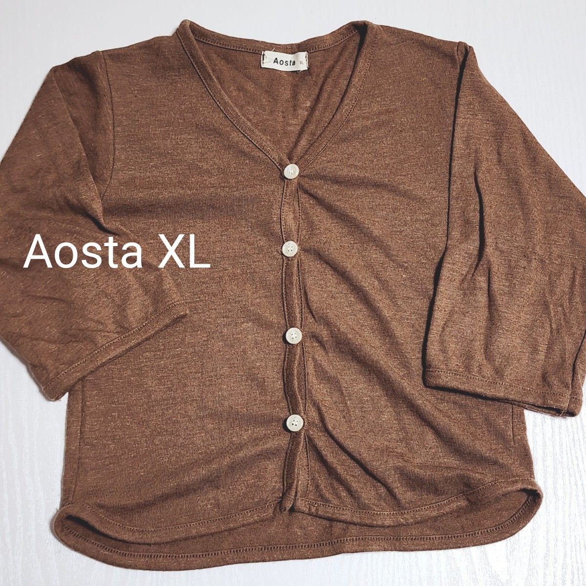 Aosta ブラウン カーディガン XL (110サイズ) 長袖 子供服 