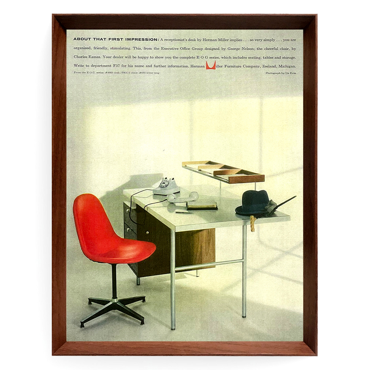 ハーマンミラー イームズ シェルチェア 広告 ポスター 1960年代 アメリカ ヴィンテージ 【額付】の画像3