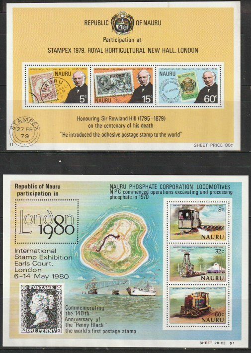 ナウル島１０ 1979年～1981年（未使用記念 小型シート 切手展 島 船 乗り物 漁業 ）３種の画像1