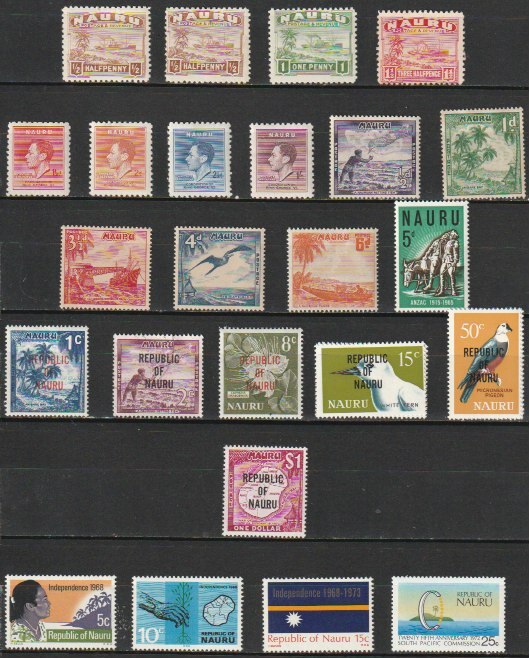 ナウル島１ 1944年～1972年（未使用古い通常 記念 花 鳥 船 港湾 加刷 他 ６セット）２４種の画像1