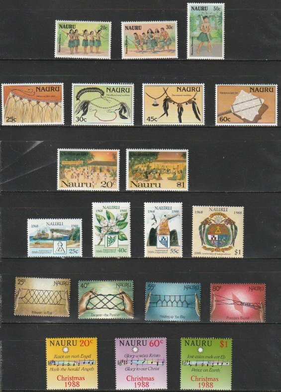ナウル島７ 1987年～1988年（未使用記念 ダンス 衣装飾り あやとり 他 ６セット）２０種の画像1