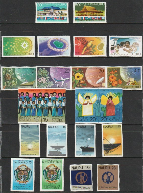 ナウル島３ 1975年～1978年（ 未使用通常記念 建物 花地球 クリスマス 自然他 ８セット）３９種の画像2