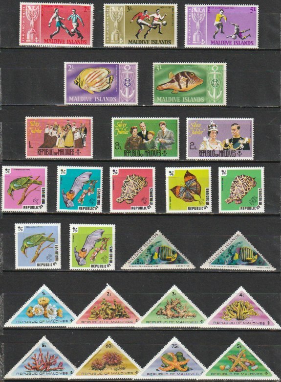 モルディブ島１５　1967年～1995年（未使用 記念 　魚　花　動物　航空機　他　小ロット）５０種_画像1