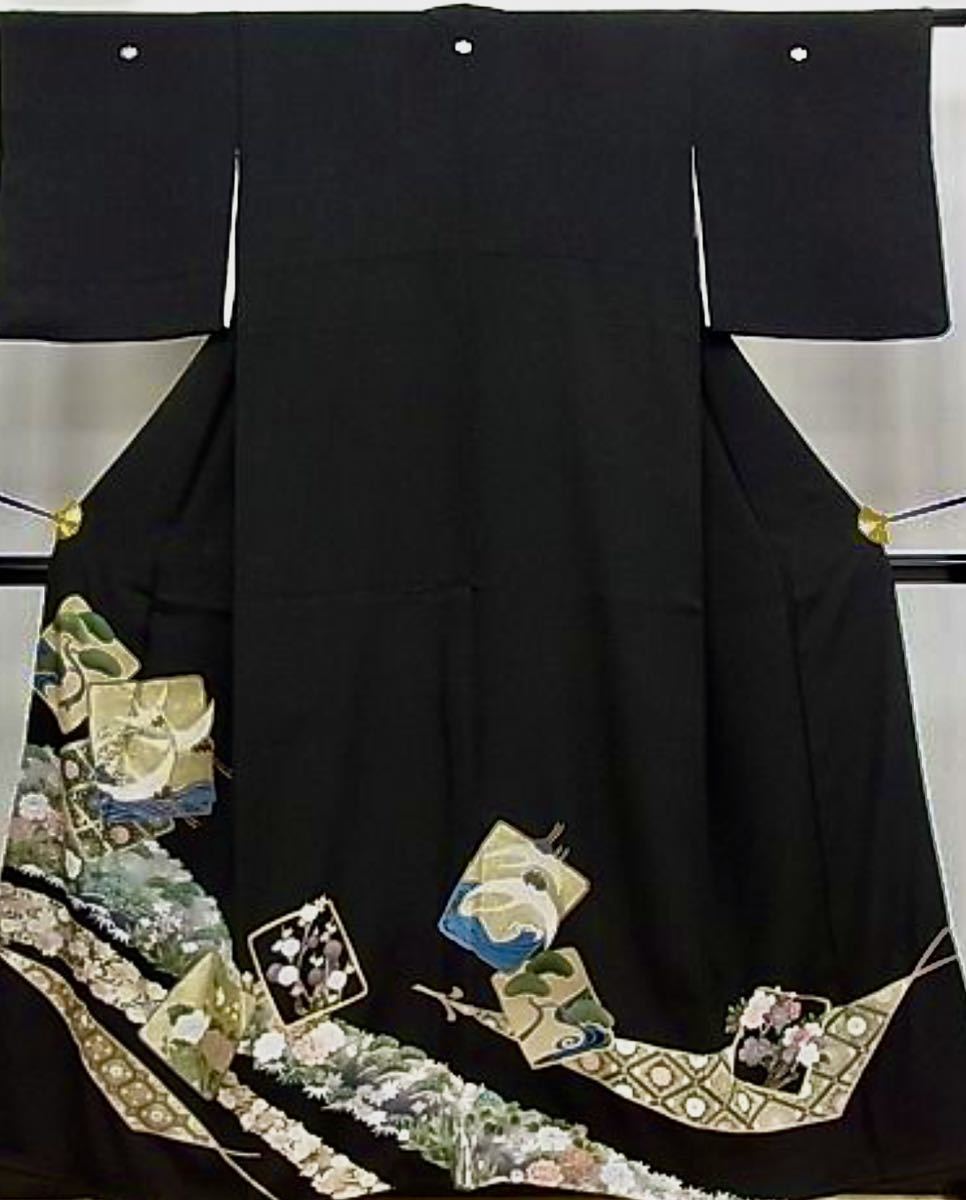  half-price [..... tomesode dress ]... party Mai pcs black formal excellent article silk tomesode .. free size ( kimono kimono remake small sleeve )