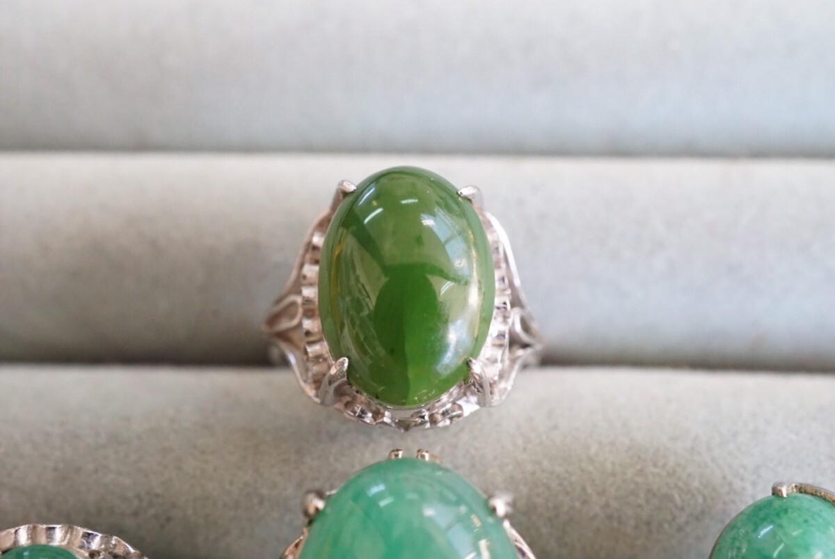B273 緑石 天然石系 カラーストーン リング 指輪 ヴィンテージ アクセサリー 大量 セット まとめて おまとめ まとめ売り 色石_画像2