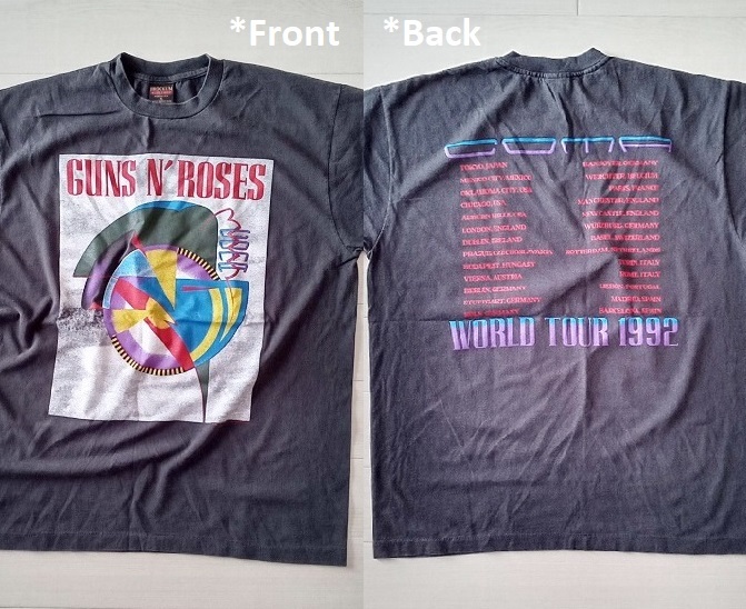 ★［ XL ］「 Guns N' Roses ガンズアンドローゼズ ◇ 1992 coma world tour バンド ビンテージスタイル プリントTシャツ (*BIO) 」新品の画像1