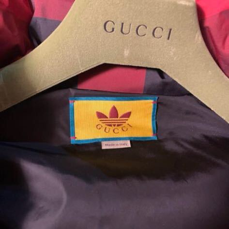 Gucci adidas ギンガムチェック ダウンジャケット 48 レッド_画像8