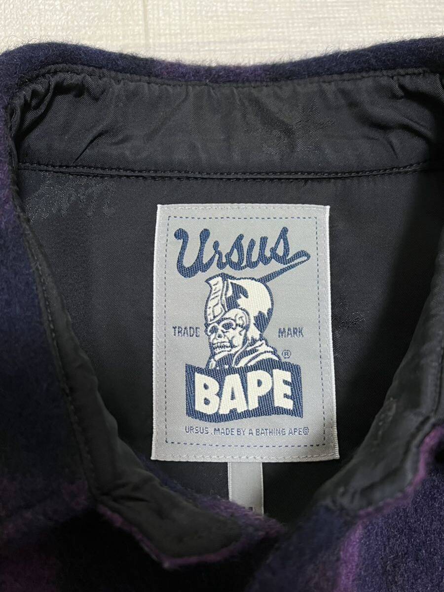 ★　未使用品/URSUS BAPE　アーサスベイプ【厚手ウール 長袖シャツ/ジャケット】　Mサイズ　★_画像2