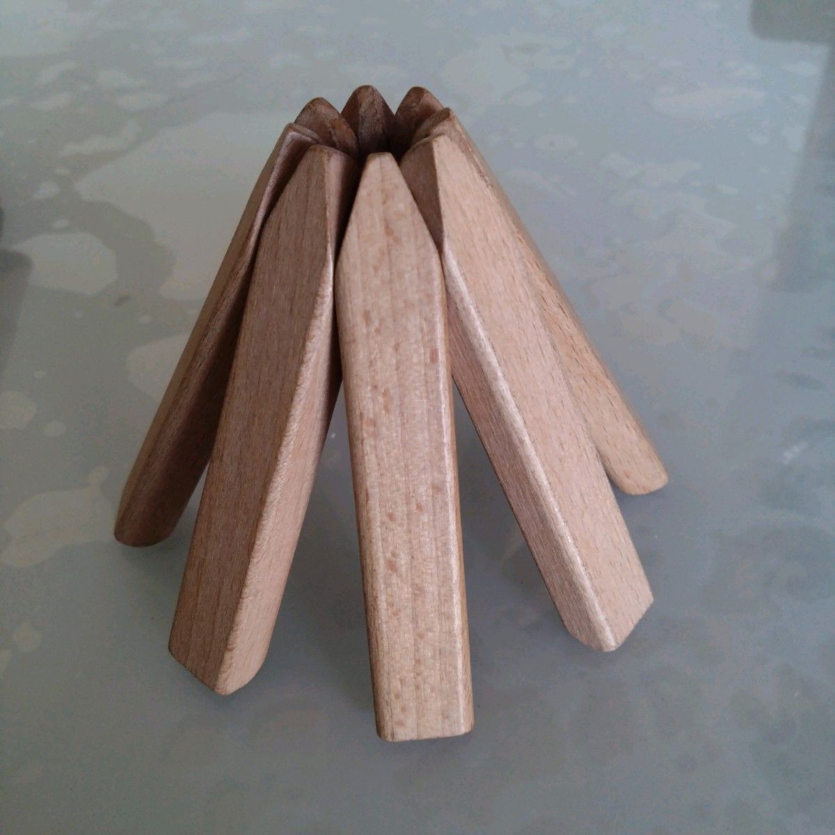 鍋敷き ベージュ 木製 北欧 折り畳み スタッキング できる 北欧 オブジェ