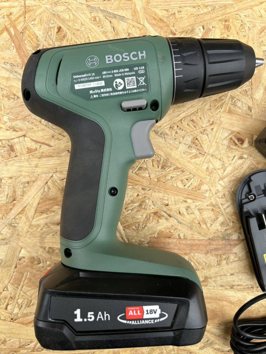 ボッシュ(BOSCH) 18Vコードレスドライバードリル (1.5Ahバッテリー1個・充電器付) UD118_画像2