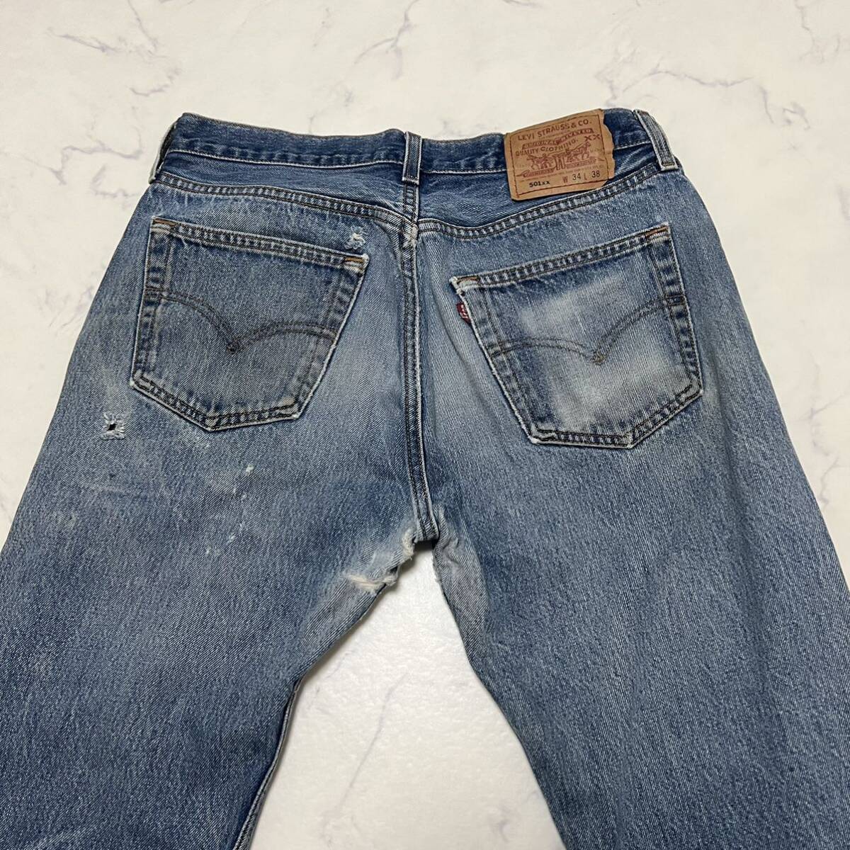 90s Levi''s USA製 リーバイス501xx 34×38 デニムパンツ ジーンズ 032 ジーパン 色落ち ヒゲ 古着 ヴィンテージ_画像9