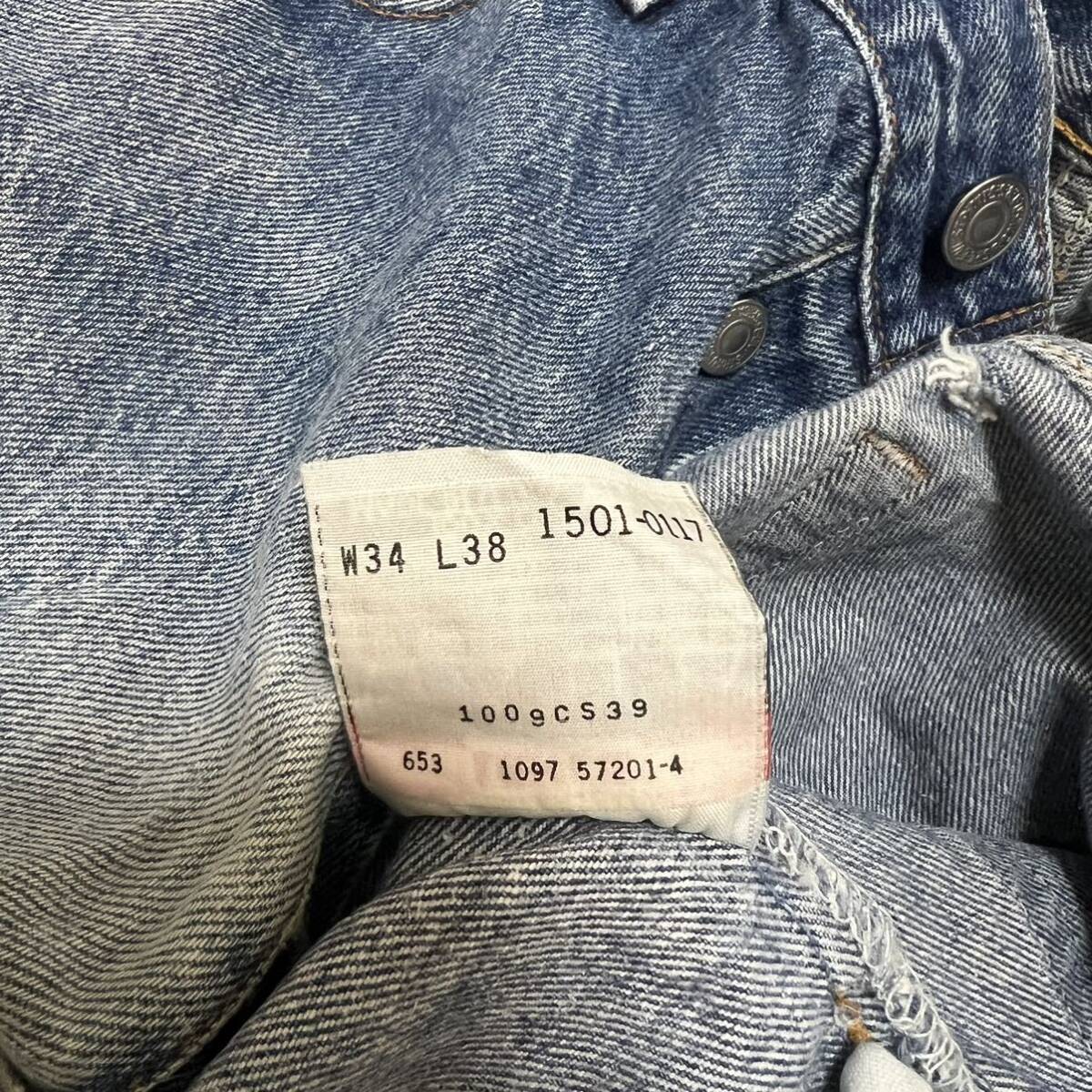 90s Levi''s USA製 リーバイス501xx 34×38 デニムパンツ ジーンズ 032 ジーパン 色落ち ヒゲ 古着 ヴィンテージ_画像6