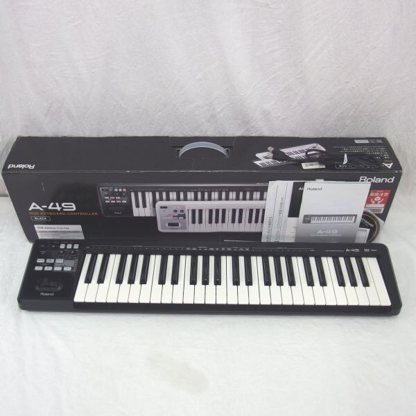 【通電確認済】Roland/ローランド A-49 MIDIキーボード 49鍵 ブラック 元箱付き 電子ピアノ コントローラー シンセサイザー/140サイズ_画像1