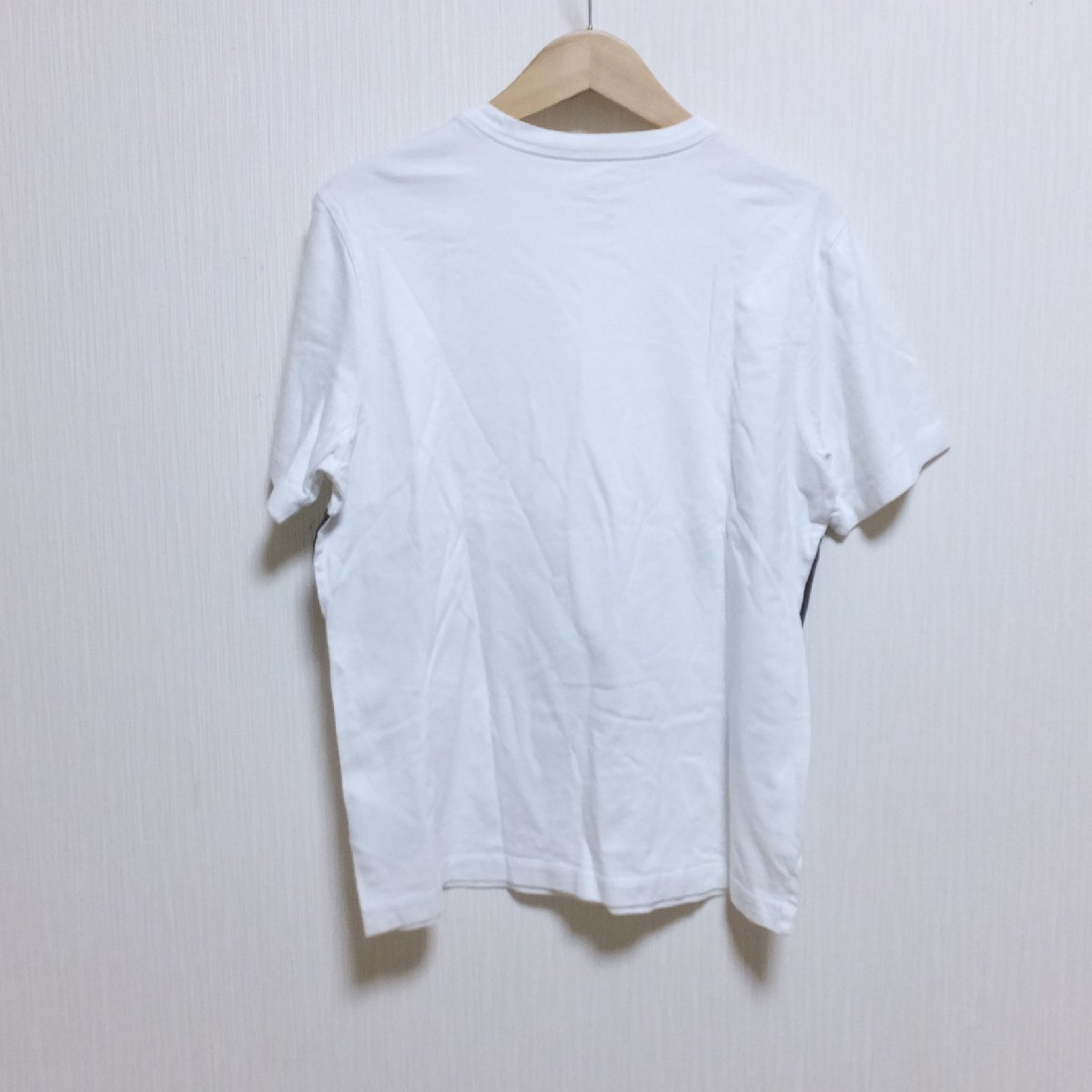 s595　NIKE　ナイキ　ホワイト×ブラック　ビッグスウッシュ　ロゴ　Tシャツ　半袖　L　【メ便】_画像2