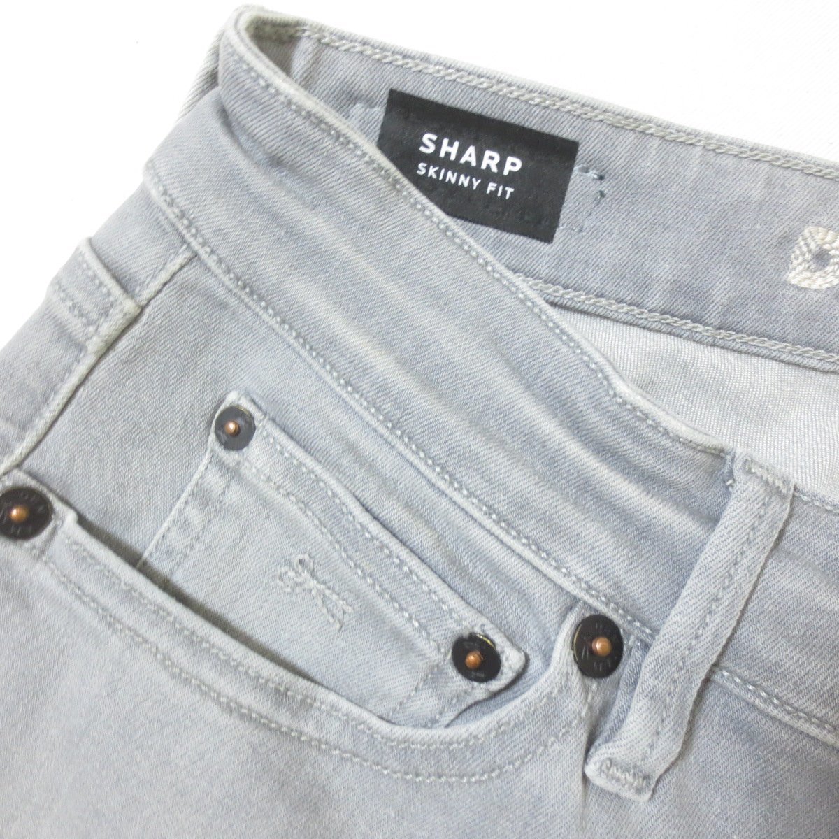 BI10　美品　DENHAM　デンハム　SHARP SKINNY FIT　グレー　デニム　パンツ　スキニー　W27【メ便】_画像5