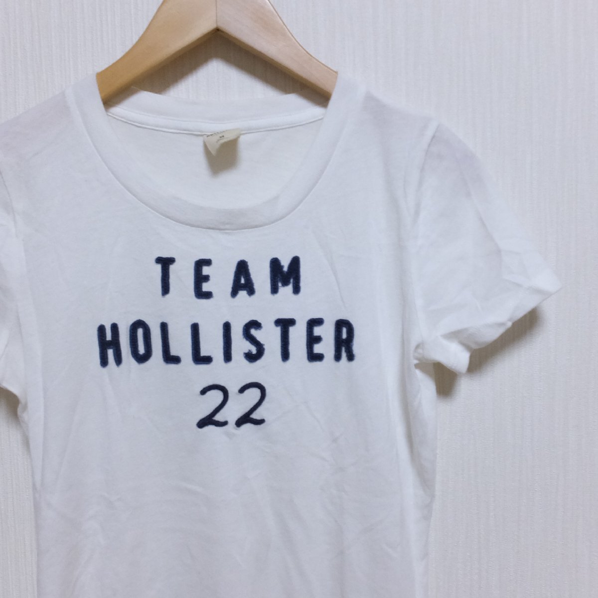 P720　HOLLISTER　ホリスター　ホワイト　ロゴ　半袖　Tシャツ　M　【メ便】_画像2