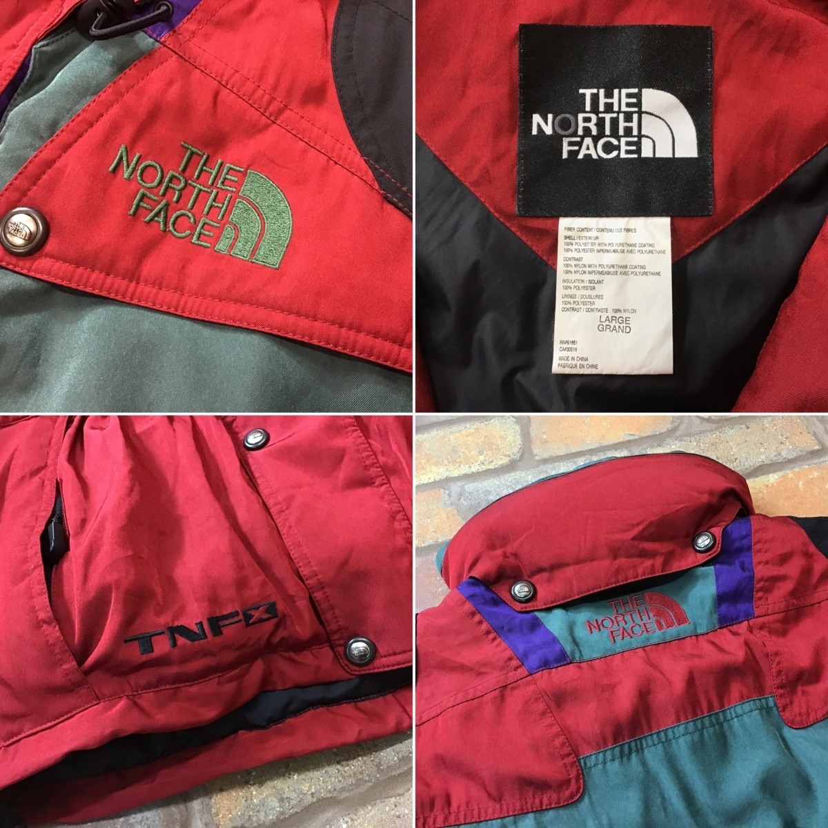 SD2-336★美USED★希少・レア★90’s【THE NORTH FACE ザ・ノースフェイス】”TNFX” クレイジーカラー マウンテンジャケット【メンズ L】_画像4