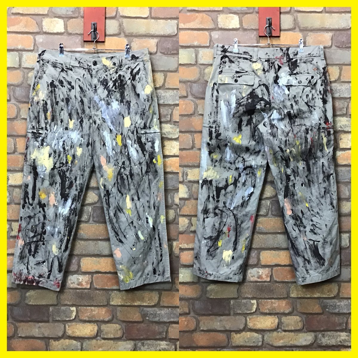 RE1-008【Painting Pants】USA限定【DOCKERS CARGO】ペンキ付着 クロスオーバーカーゴパンツ【W36 メンズ XL】ペインター ワーク ボロパン_画像5