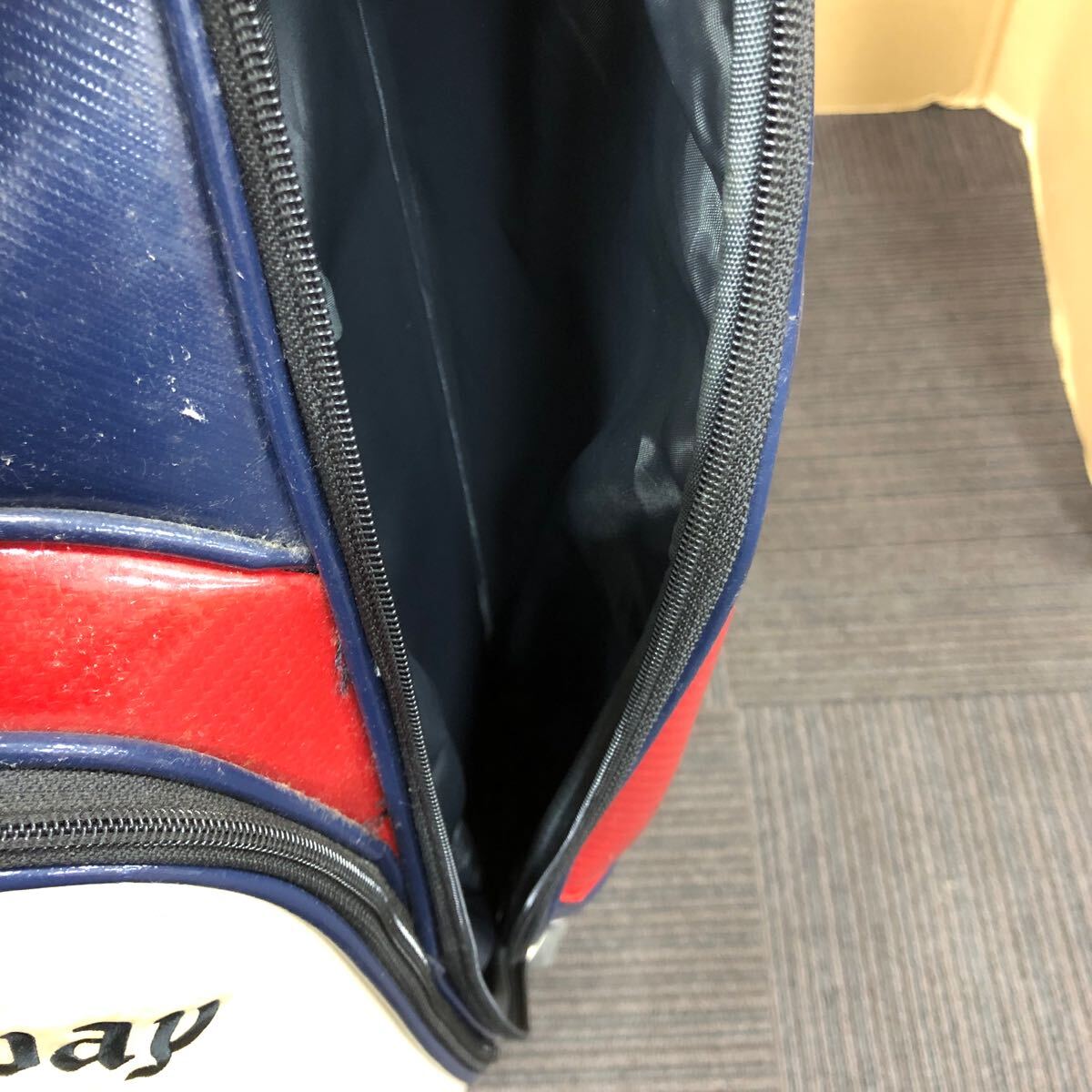 【中古品】3-105 Callaway キャロウエイ キャディバッグ 白紺赤 ゴルフ用具_画像5