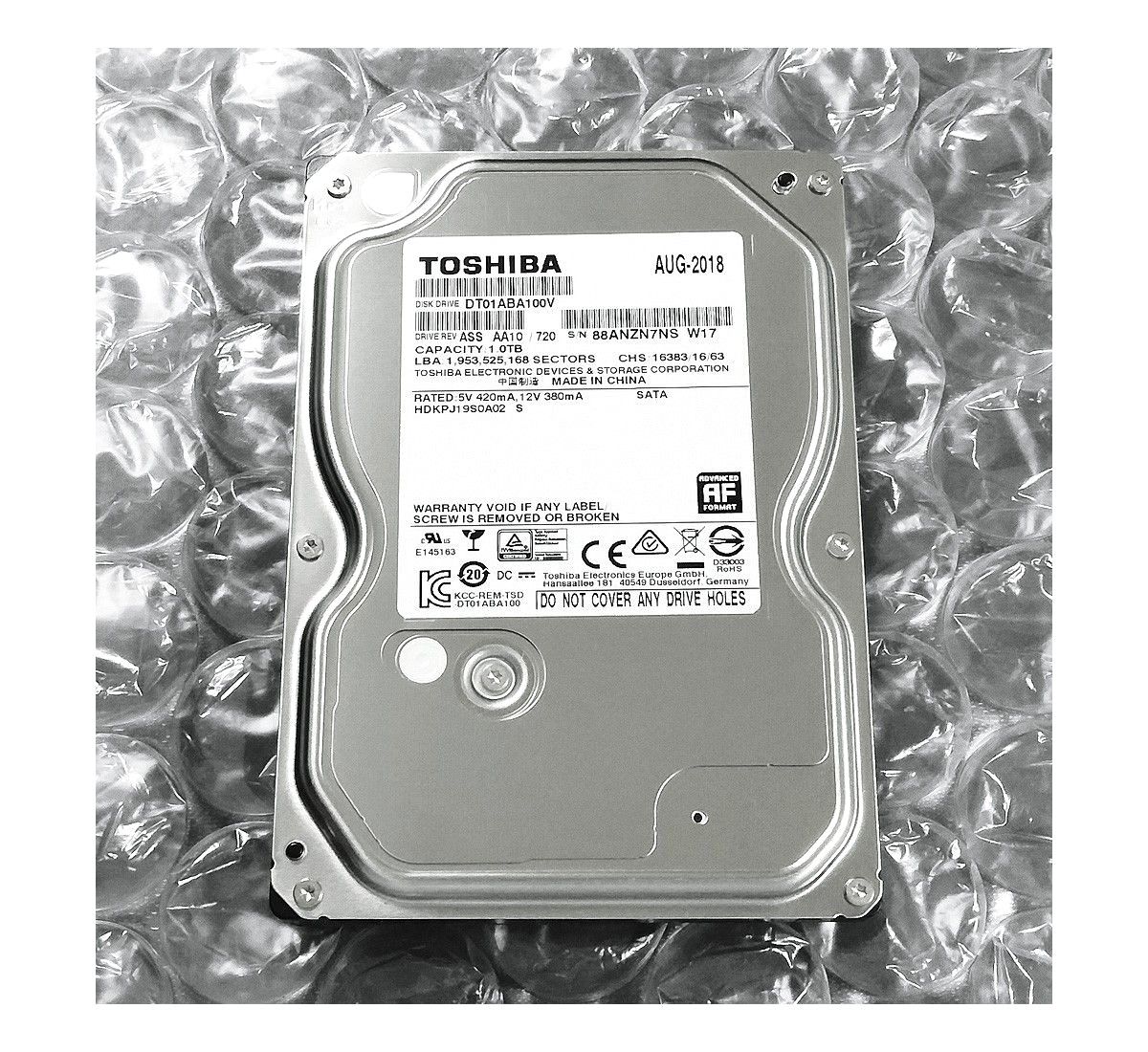 TOSHIBA DT01ABA100V 1TB 3.5インチ HDD AVコマンド対応 H01