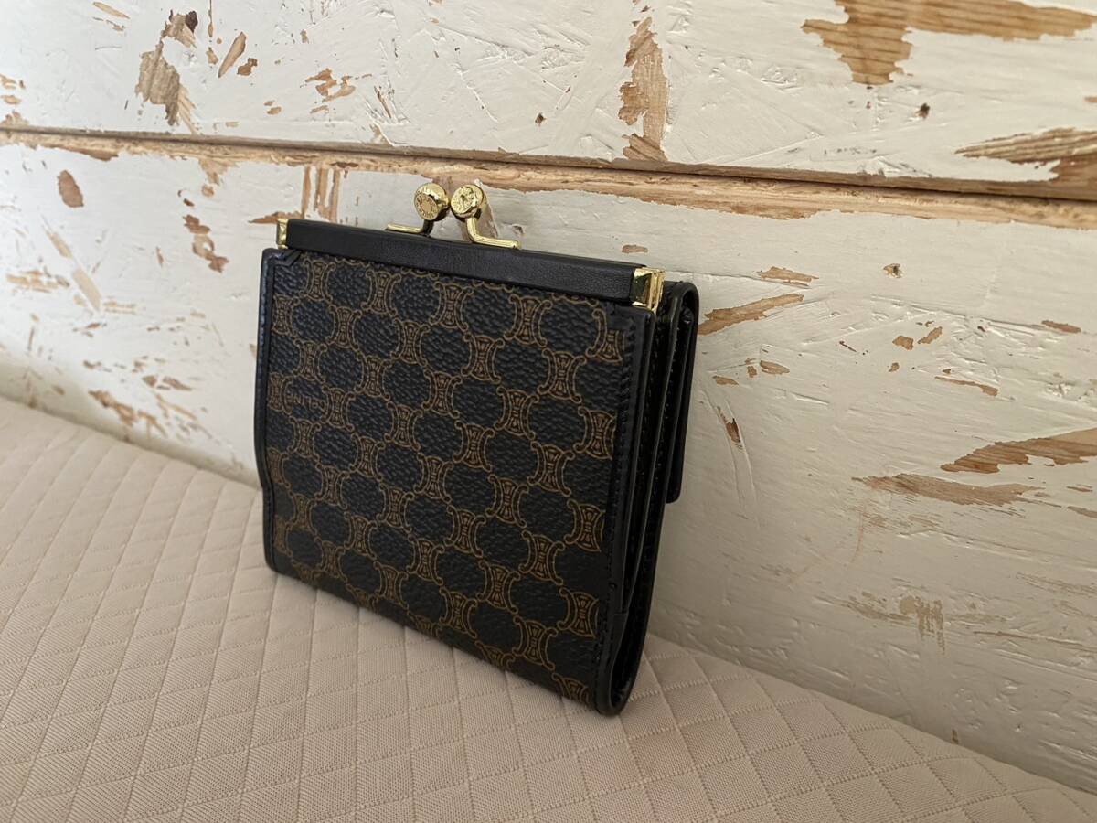 未使用 オールドセリーヌ CELINE 二つ折り財布 がま口 マカダム 未使用 オールドセリーヌ CELINE 二つ折り財布 がま口 マカダム