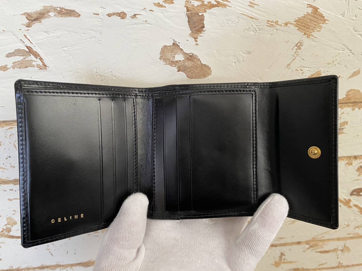 未使用 オールドセリーヌ CELINE 二つ折り財布 がま口 マカダム 未使用 オールドセリーヌ CELINE 二つ折り財布 がま口 マカダム