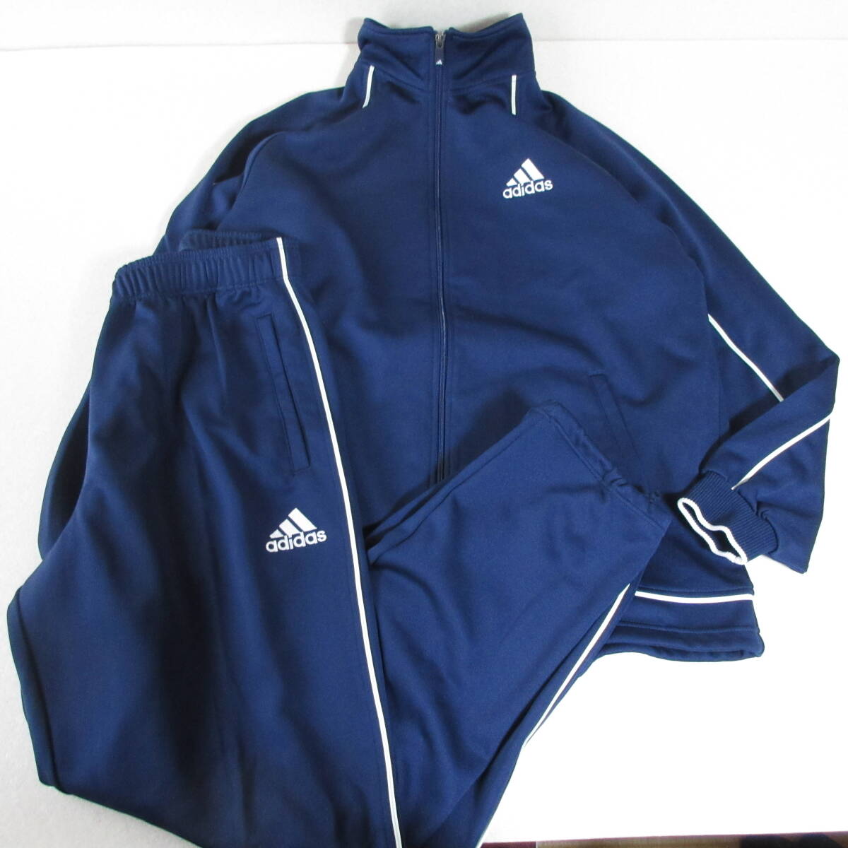 ○美品 adidas アディダス◆ジャージ セットアップ 上下セット ジャケット＆ロングパンツ◆メンズ ネイビー O XLサイズ_画像1