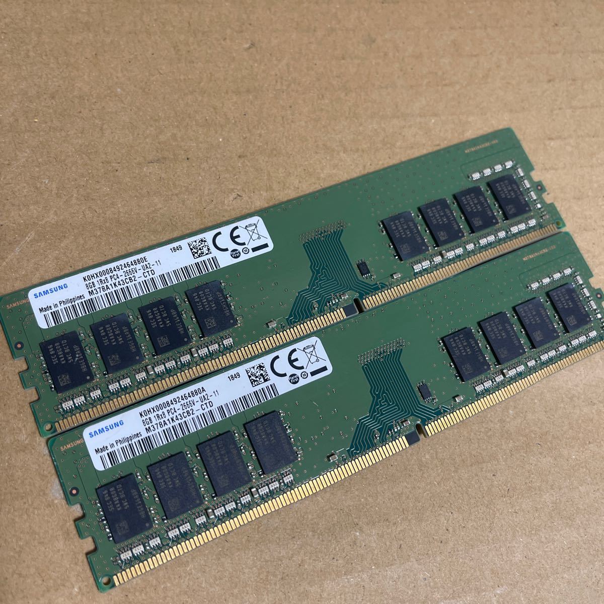 （25A）SAMSUNG 8GB 1Rx8 PC4-2666V-UA2-11 デスクトップPC用DDR4メモリ8GB　2枚_画像1