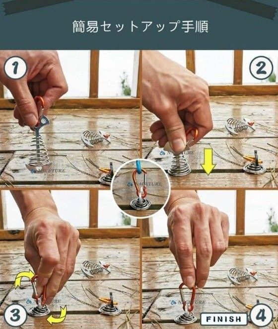 NACETURE ウッドデッキ ペグ 自在金具 キャンプ キャンプ用テント 対応