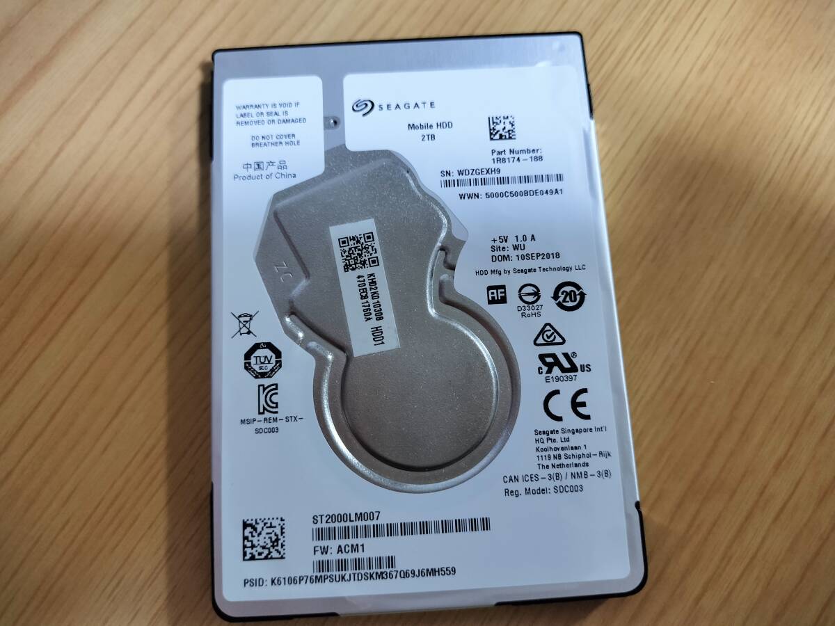 SEAGATE HDD 2.5インチ Mobile HDD 2TB ST2000LM007 シーゲート 2T SATA SerialATA_画像1