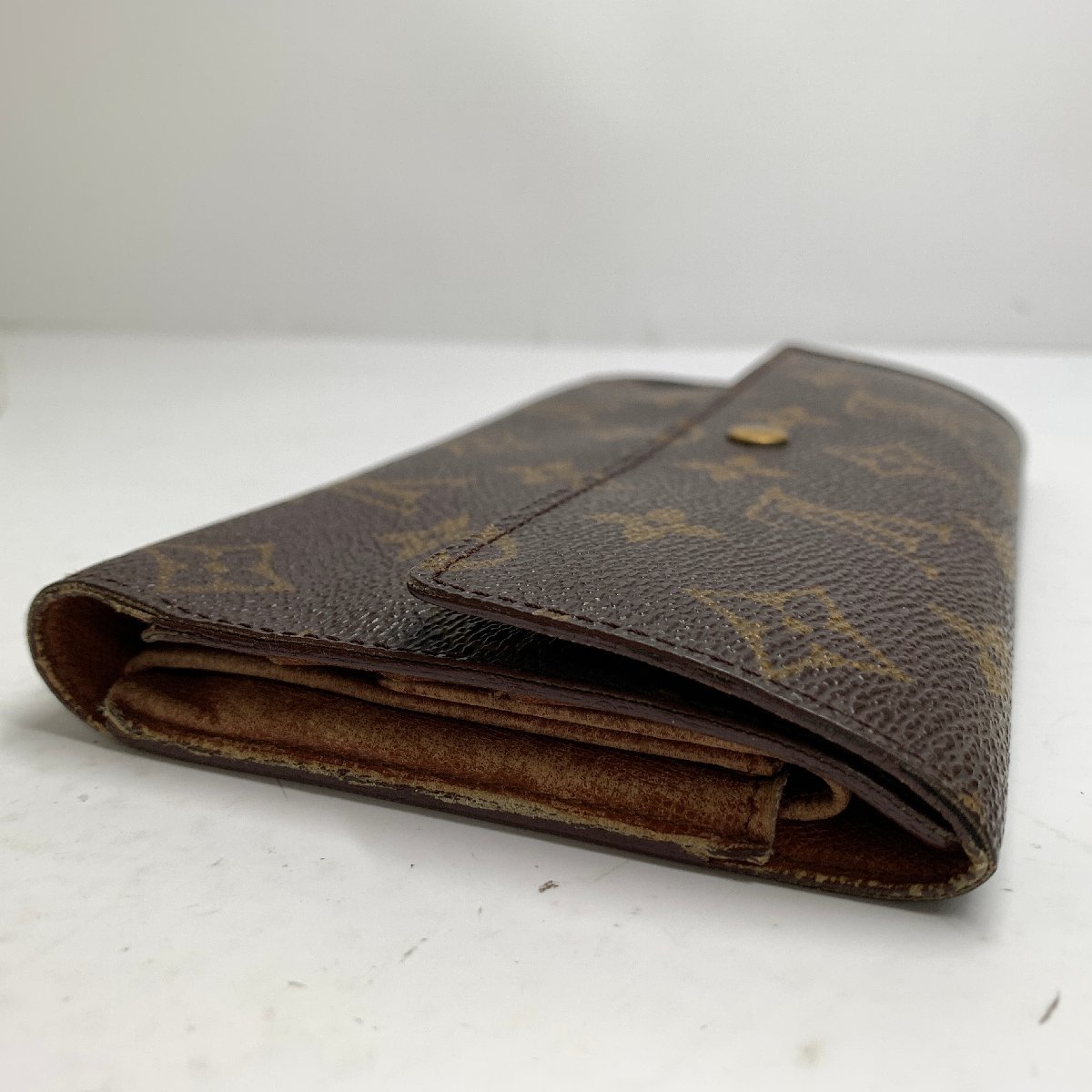 f001 C ルイヴィトン LOUIS VUITTON モノグラム ポルトモネ 財布 折りたたみ ウォレット M61725_画像3