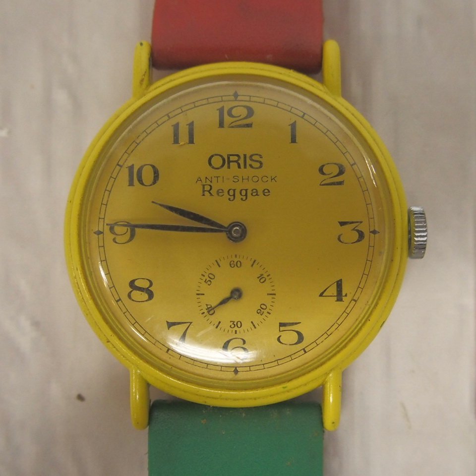 f002 Z3 120.オリス ORIS ANTI-SHOCK Reggae 7205 腕時計 手巻き スモセコ ジャンク 不動品 ネコポス385円_画像1